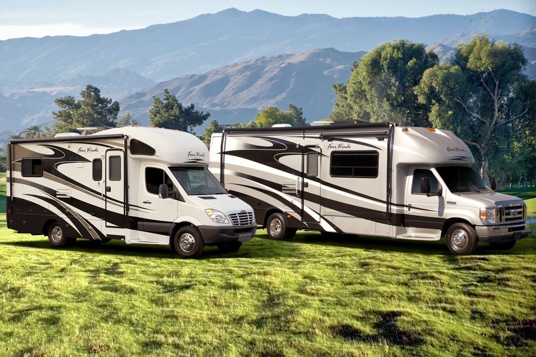 RV's Parked in Breathtaking Mountain Landscape